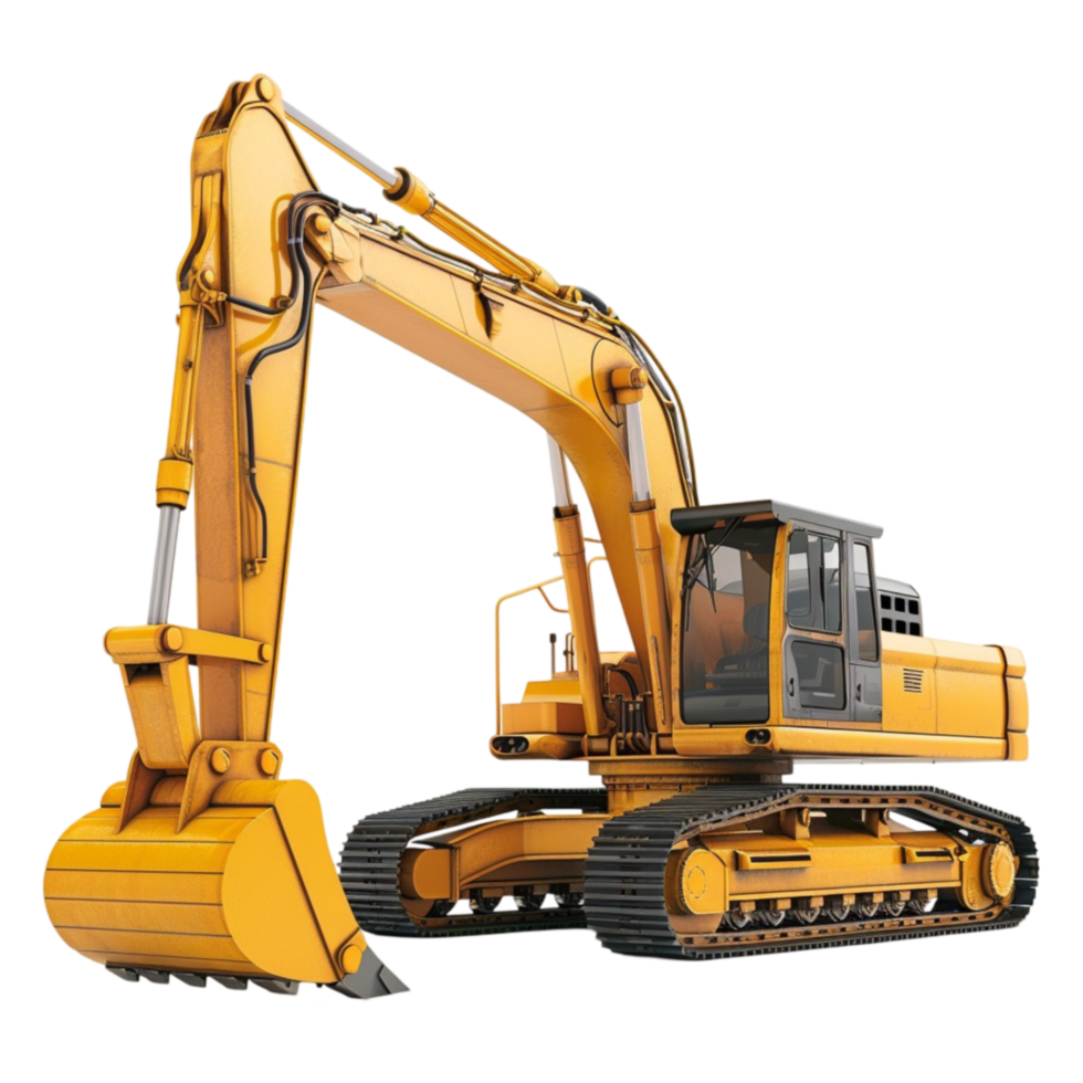 Yellow Excavator on Transparent Background AI-Generative png