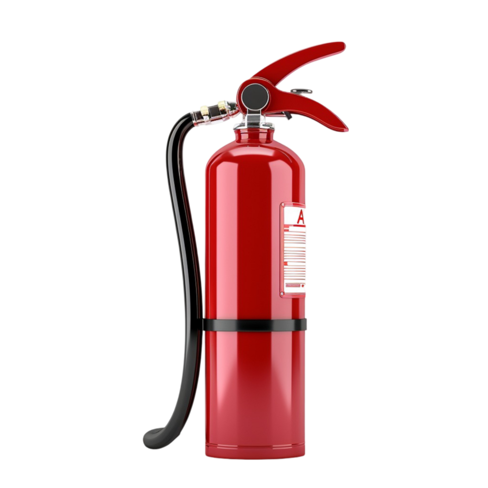 Red Fire Extinguisher on Transparent Background AI-Generative png