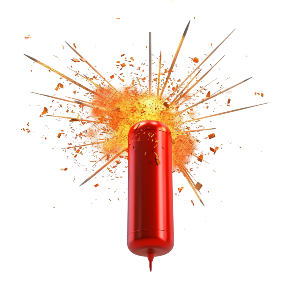 Red Fire Extinguisher Exploding AI-Generative png