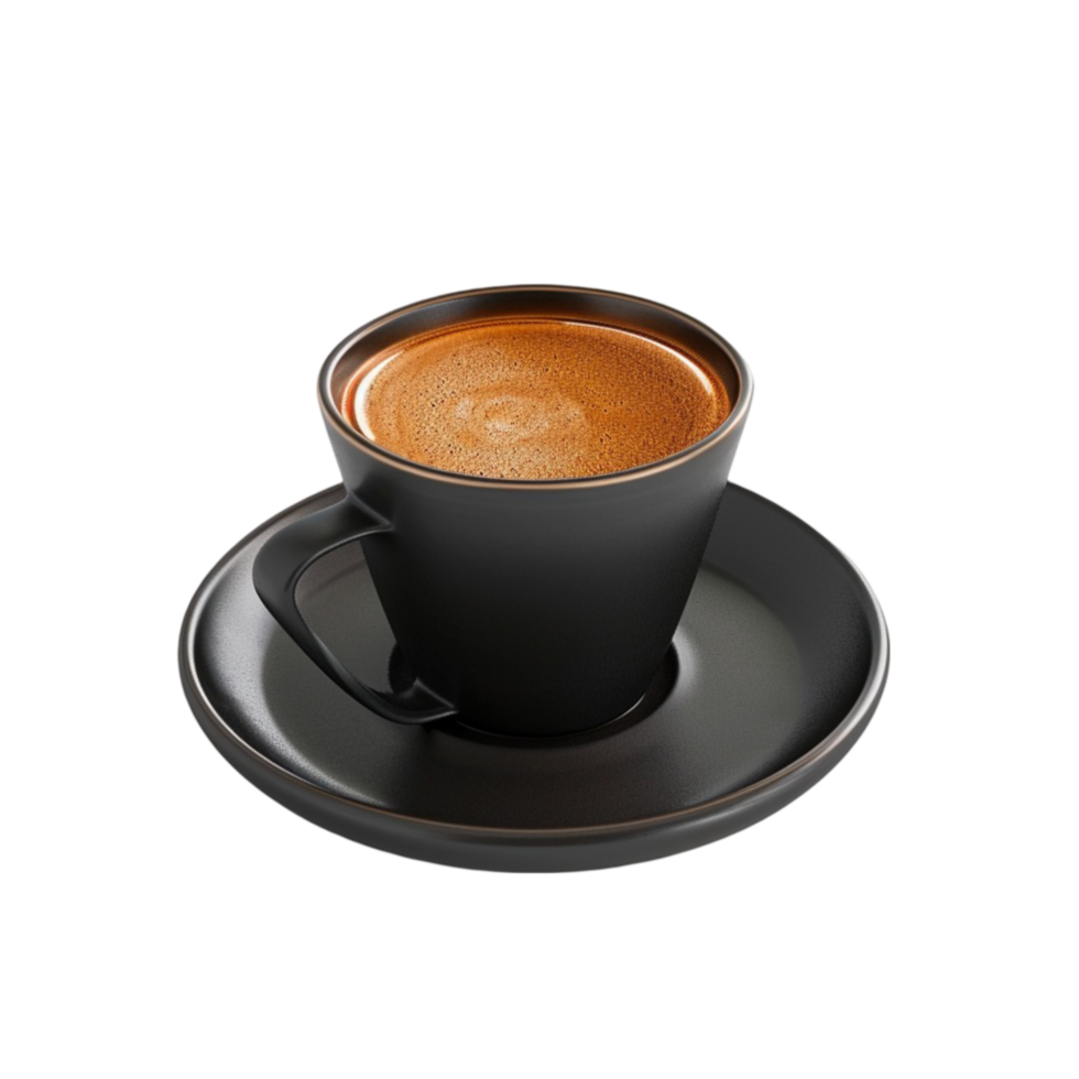 Black Cup of Coffee on Saucer AI-Generative png