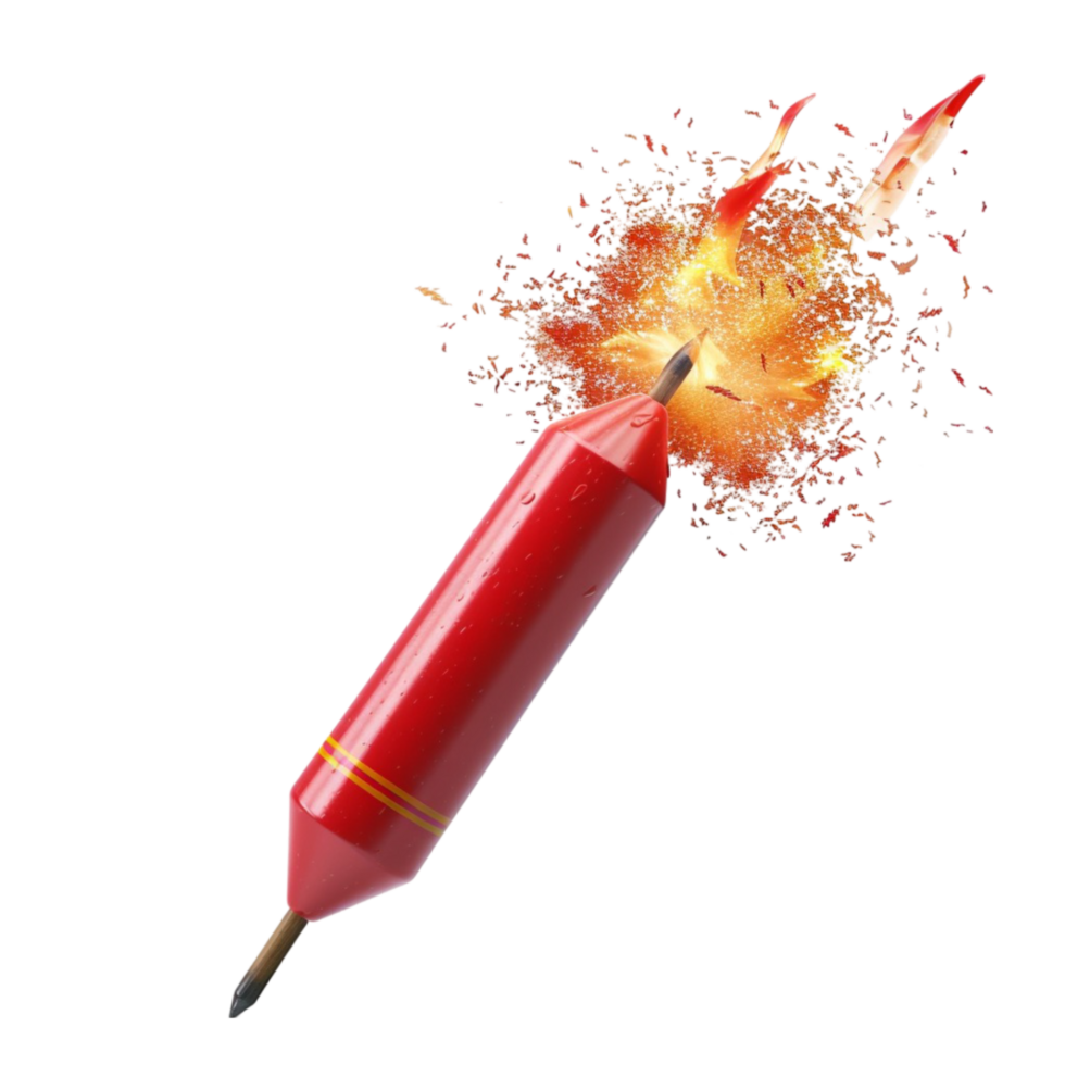 Burning Red Pencil AI-Generative png