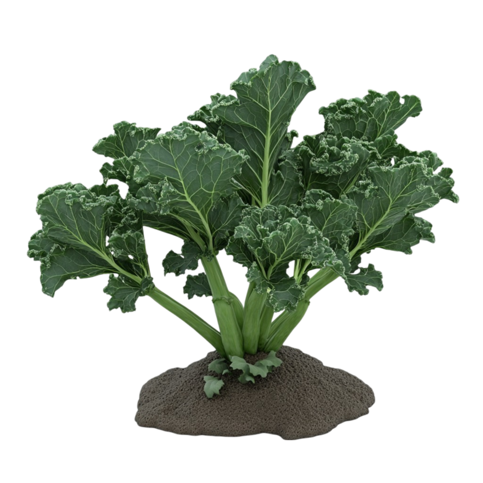 Green Cabbage Plant Growing in Mud on Transparent Background AI-Generative png