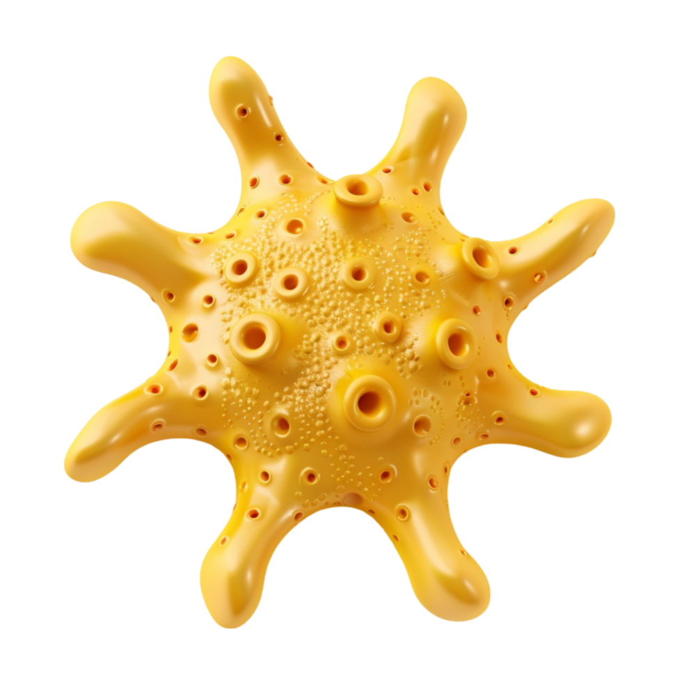 Yellow Virus on Transparent Background AI-Generative png