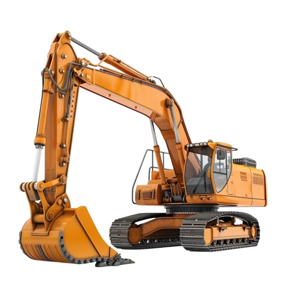 Orange Futuristic Excavator Machine AI-Generative png