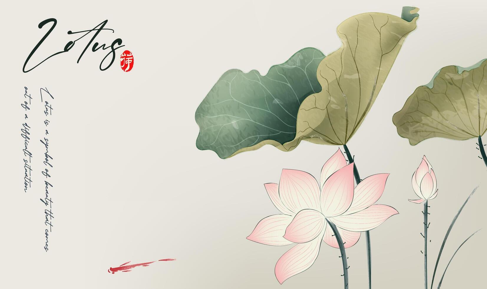 Ink illustrations of lotus flowers in full bloom vector