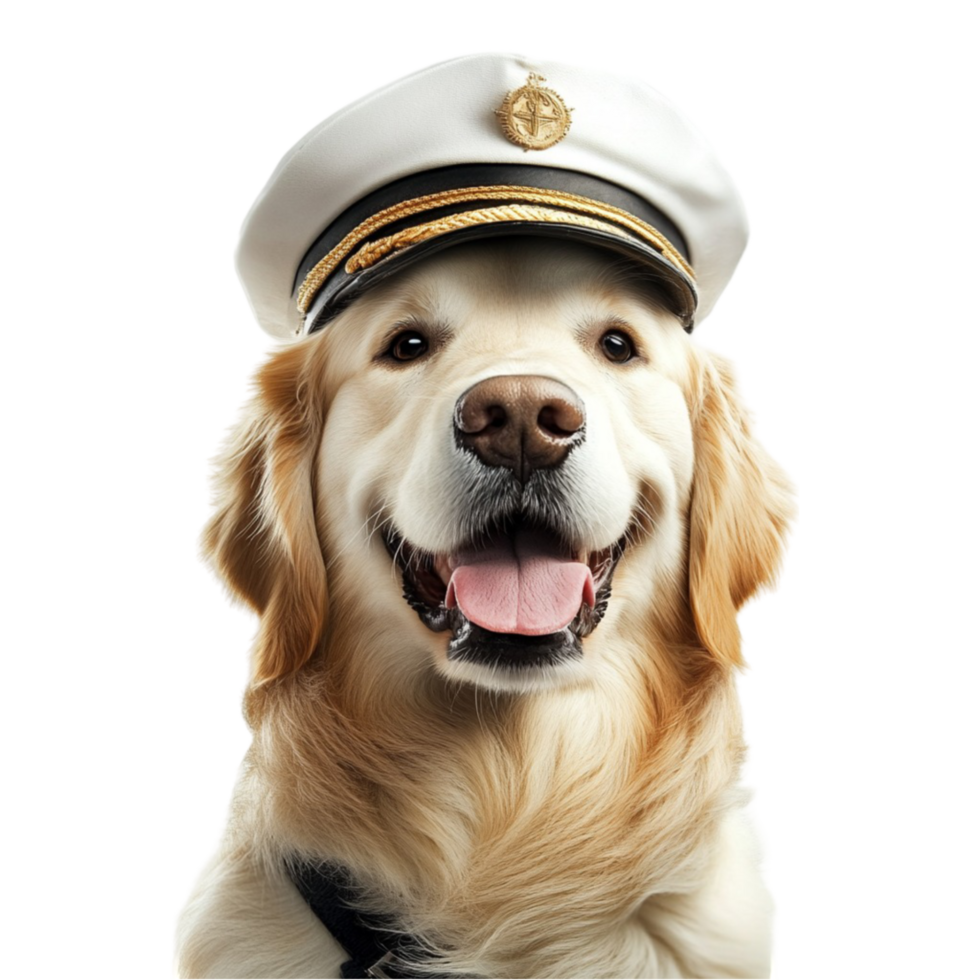 Golden Retriever in Sailor Hat AI-Generative png