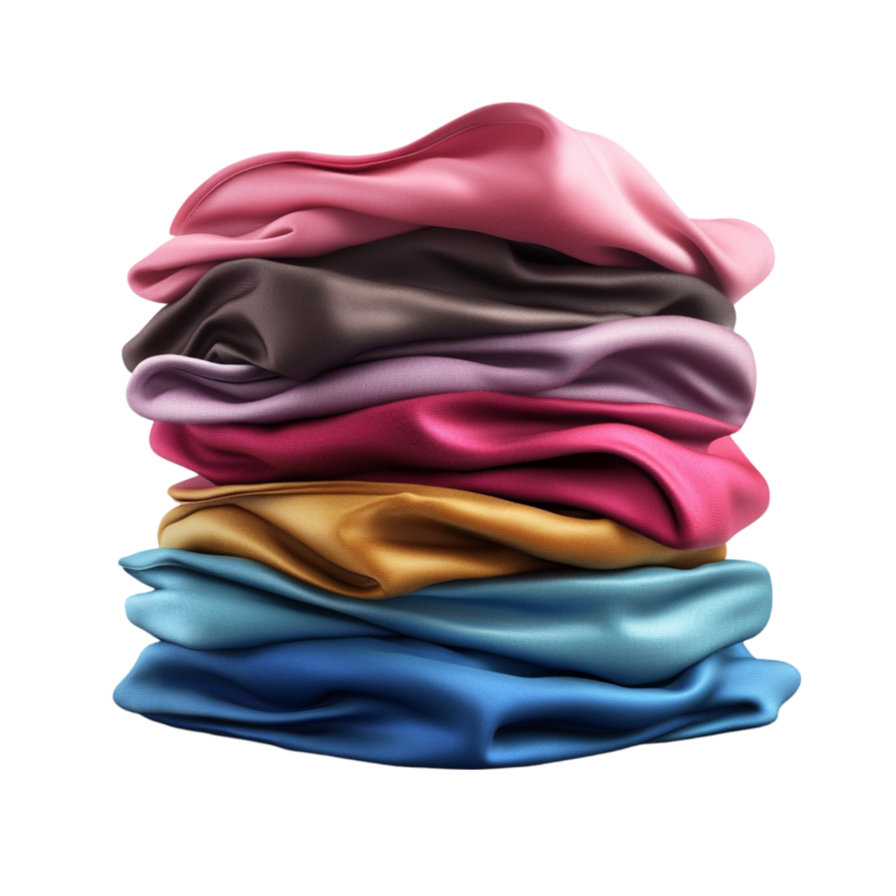 Stack of Colourful Silk Scarves AI-Generative png
