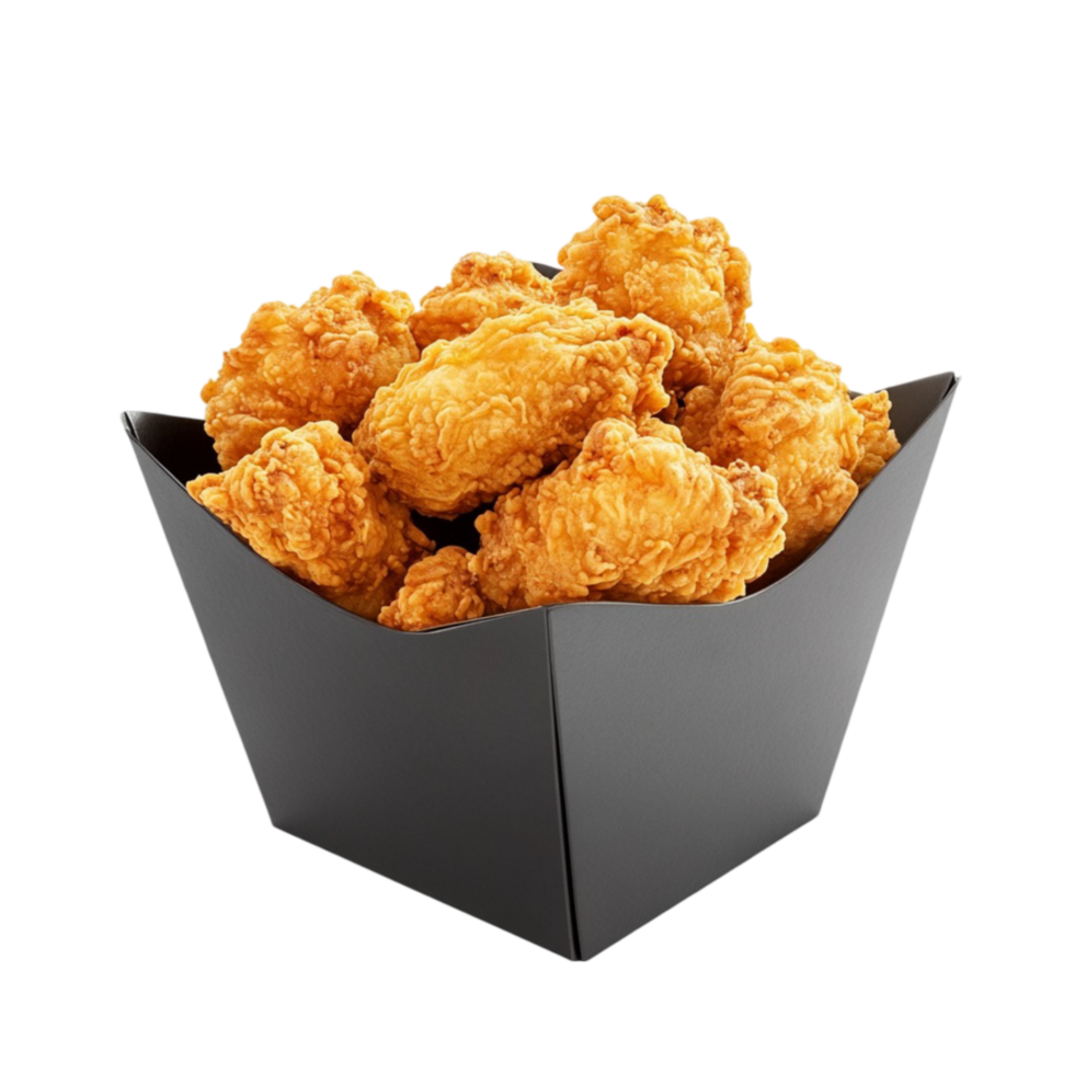 Chicken Nuggets in Black Paper Container AI-Generative png