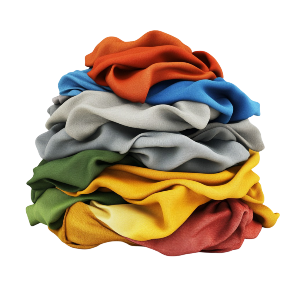 Pile of Colorful Unfolded Cloths AI-Generative png