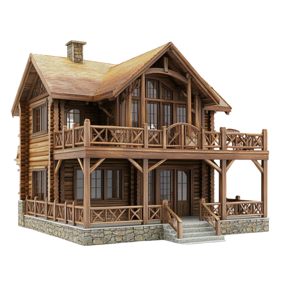 3D Model of Log Cabin AI-Generative png