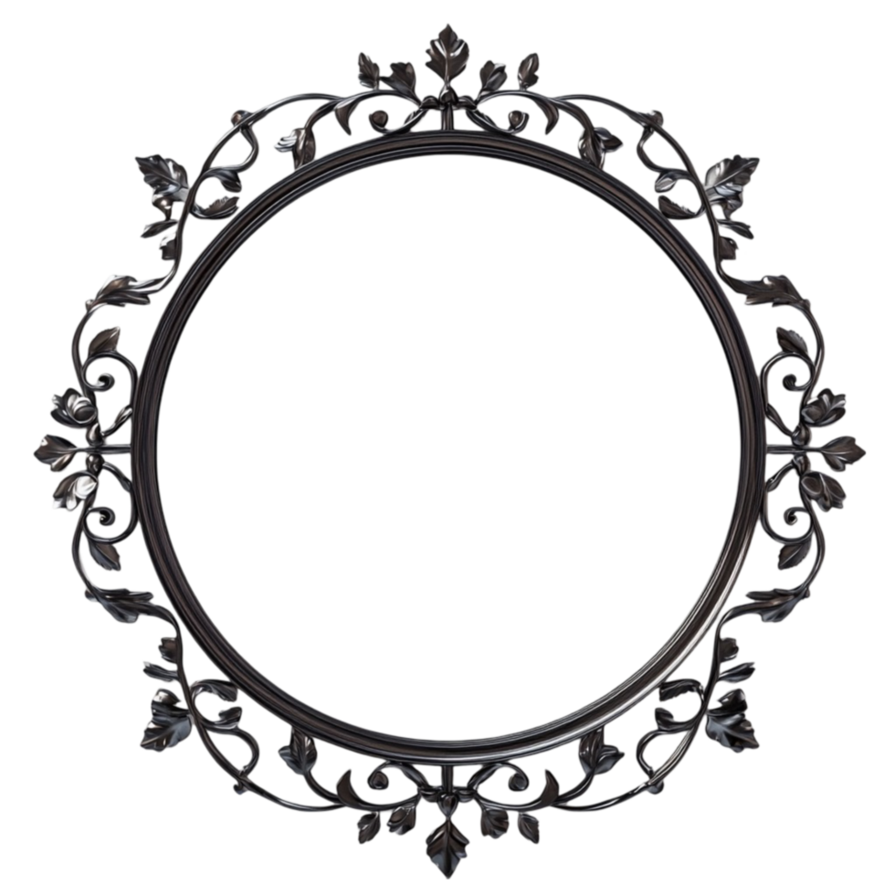 Round Frame with Ornate Design AI-Generative png