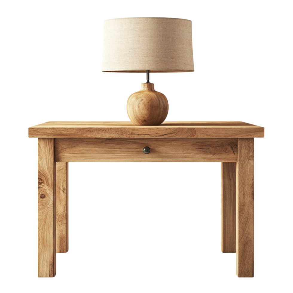Table with Lamp and Lampshade on Top AI-Generative png