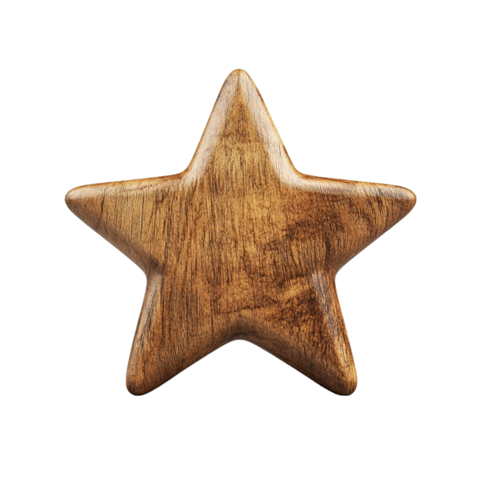 Wooden Star on Transparent Background AI-Generative png