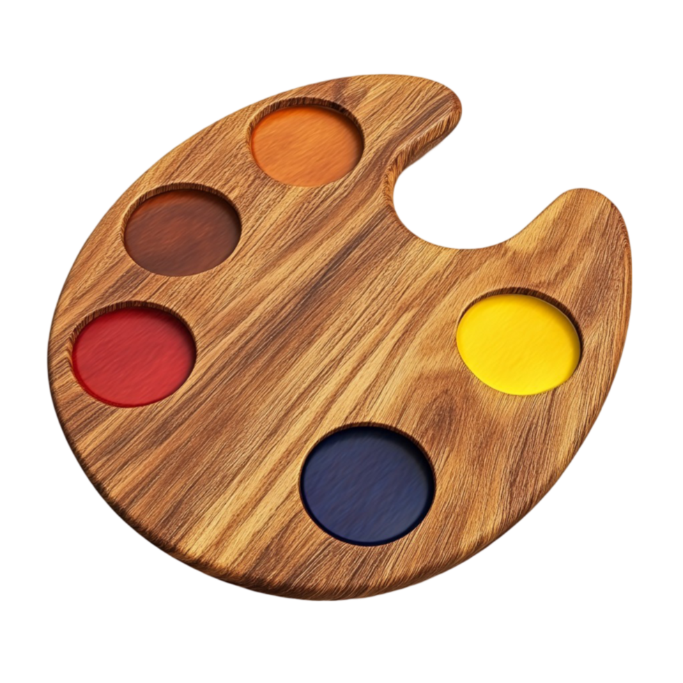 Wooden Palette with Paint Colors AI-Generative png