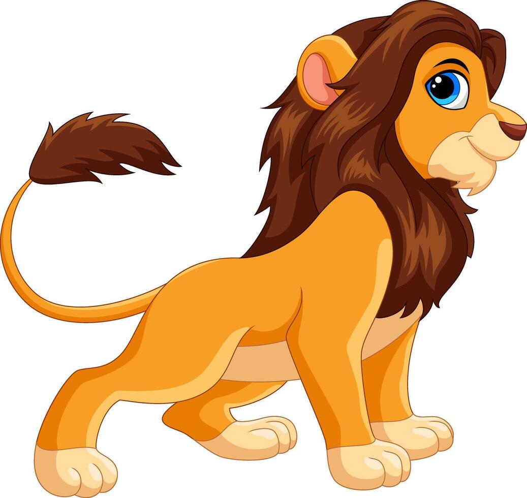 Cartoon happy lion isolated on white background vector