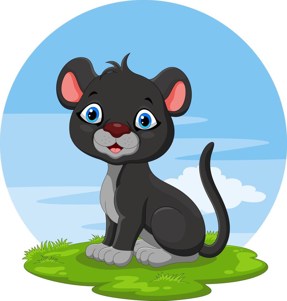 Cute baby panther cartoon vector