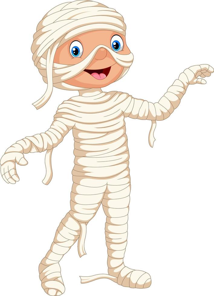 Cartoon happy mummy isolated on white background vector