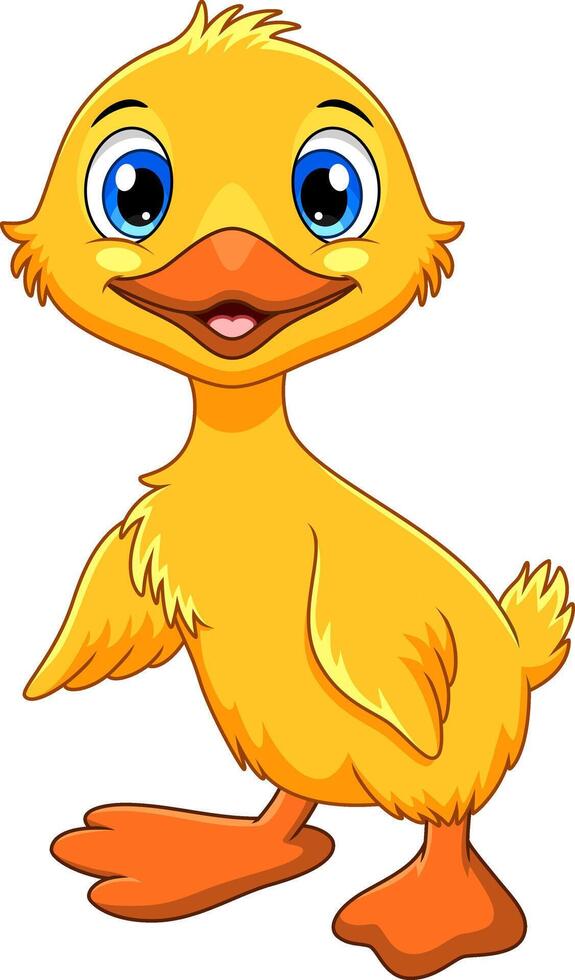Cute duck cartoon with smiling facial expression vector