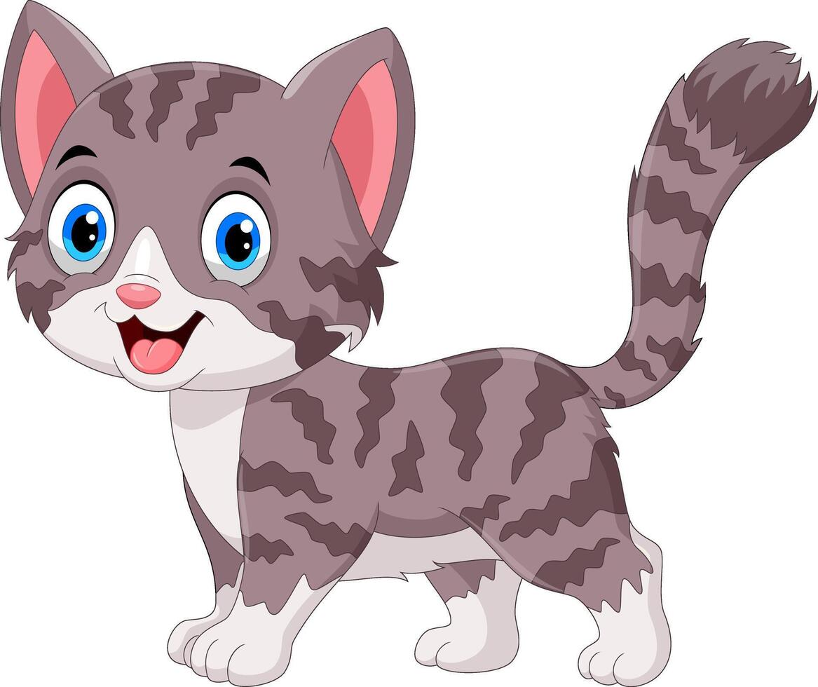 Cartoon happy cat on white background vector