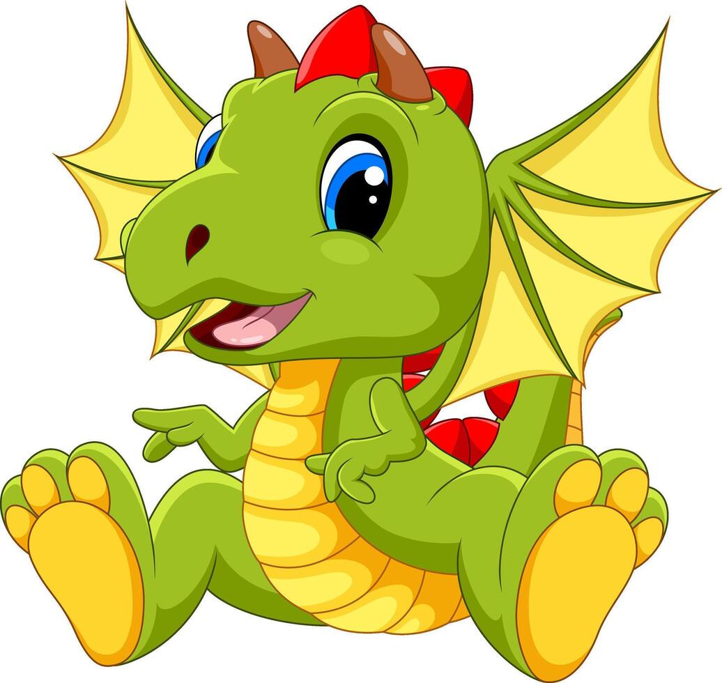 Cute baby dragon cartoon vector