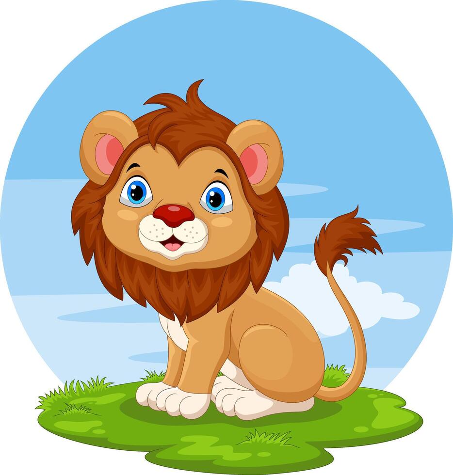 Cartoon happy lion isolated on white background vector