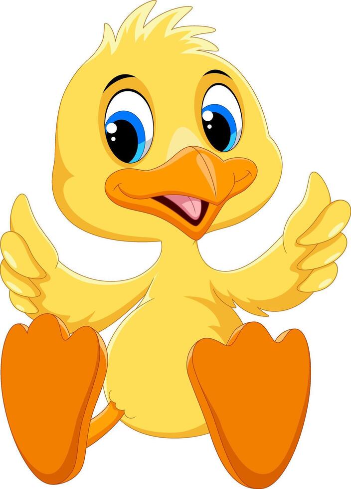 Cute duck cartoon with smiling facial expression vector