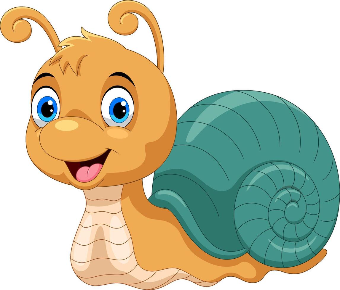 cartoon happy snail on white background vector