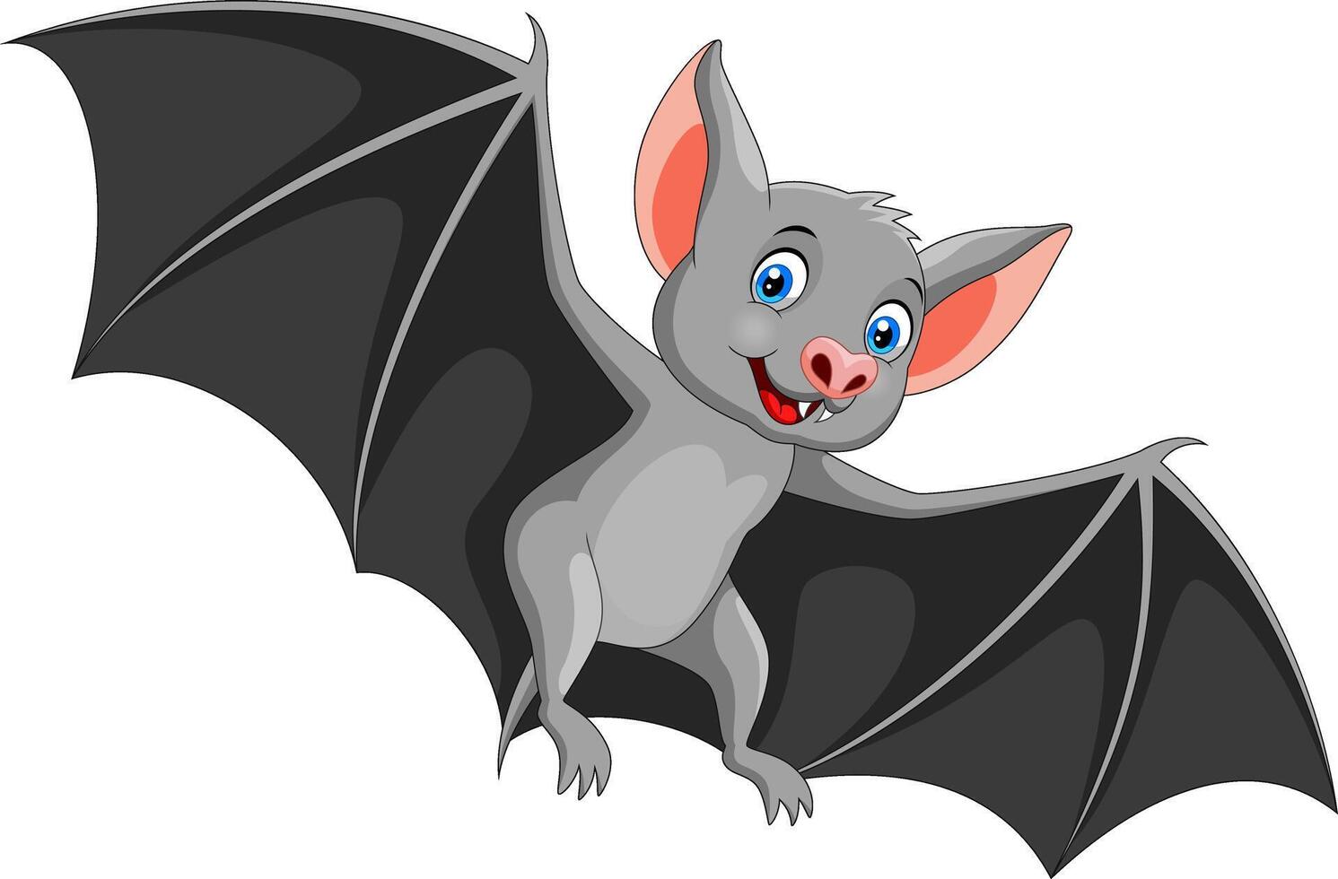 Happy bat cartoon flying on white background vector
