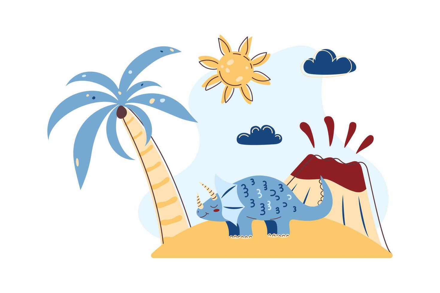 Cute triceratops. Dinosaur Kids Style. Cute character. Flat illustration. vector