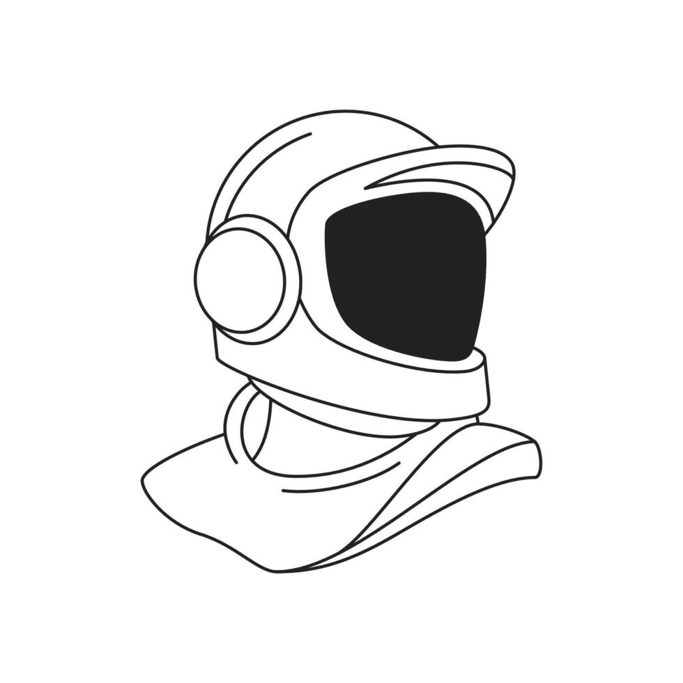 Y2k futuristic cosmonaut in helmet portrait pop art outline icon flat illustration vector
