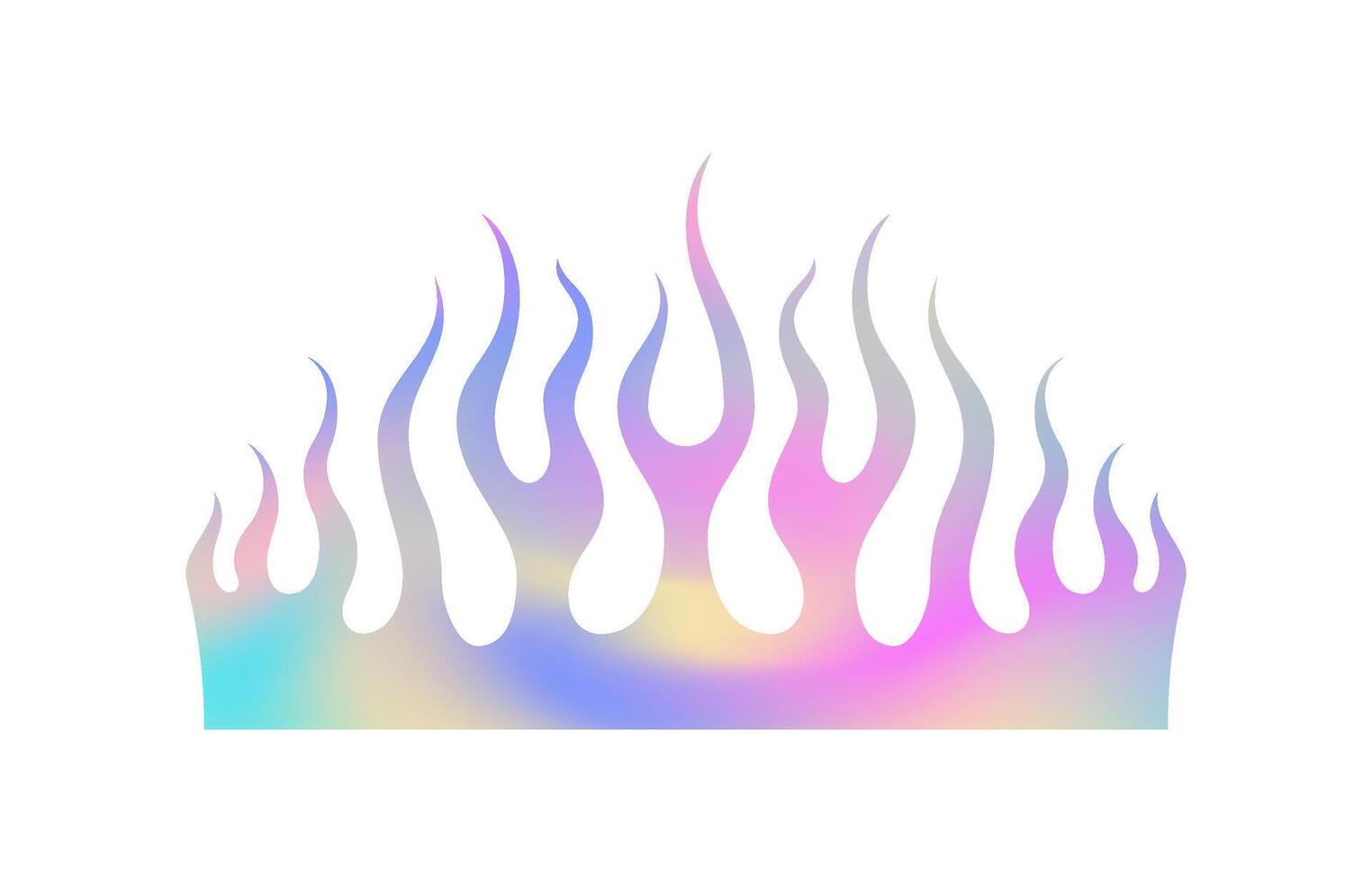 Y2k fire flame burning hologram gradient silhouette icon flat illustration vector