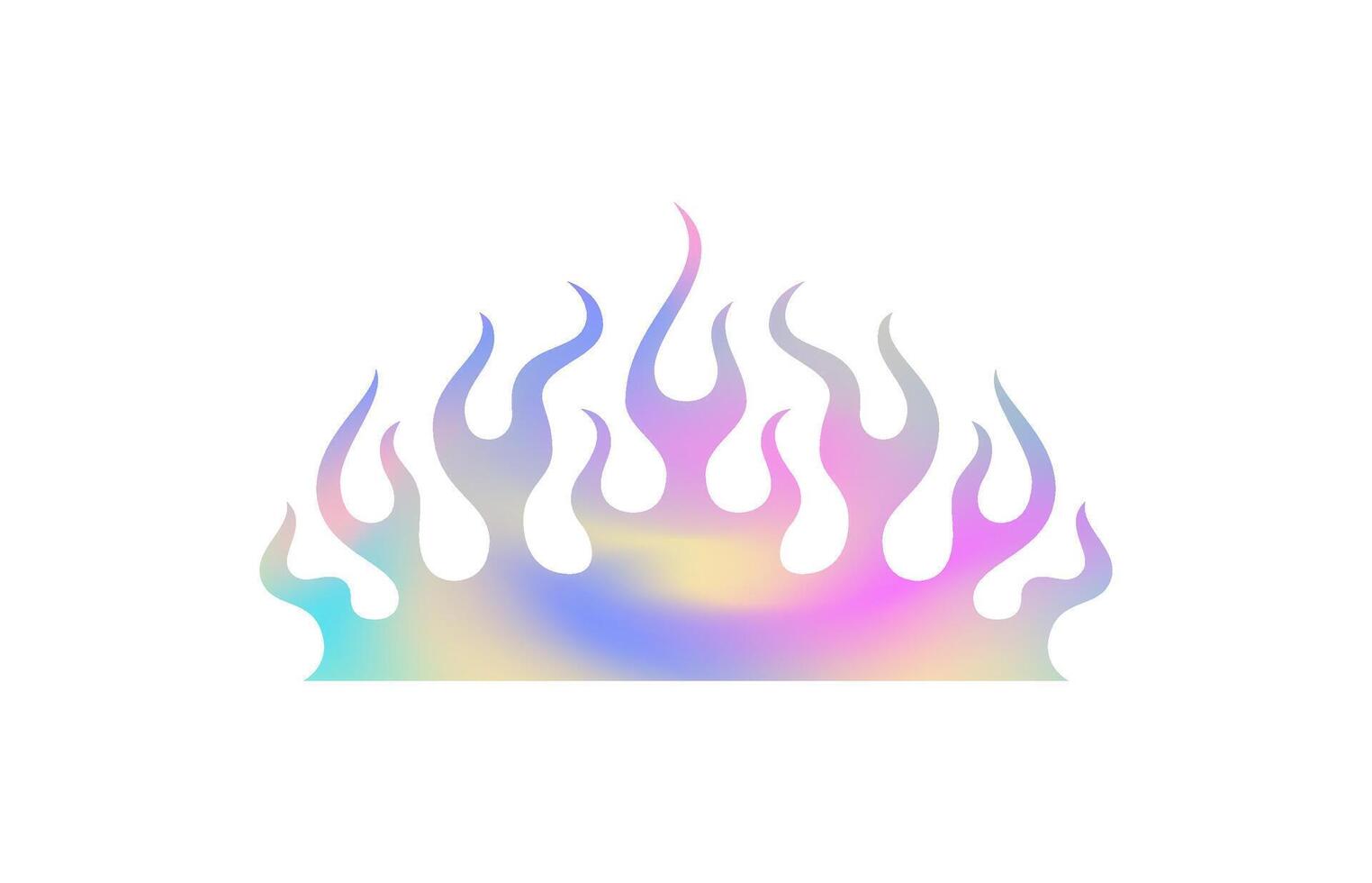 Y2k abstract fire burning flame metal neon hologram icon flat illustration vector