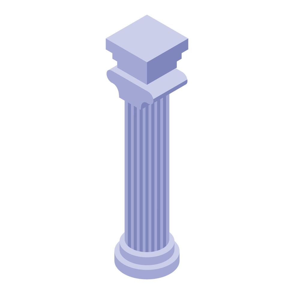 Ancient greek column standing tall in isometric view vector
