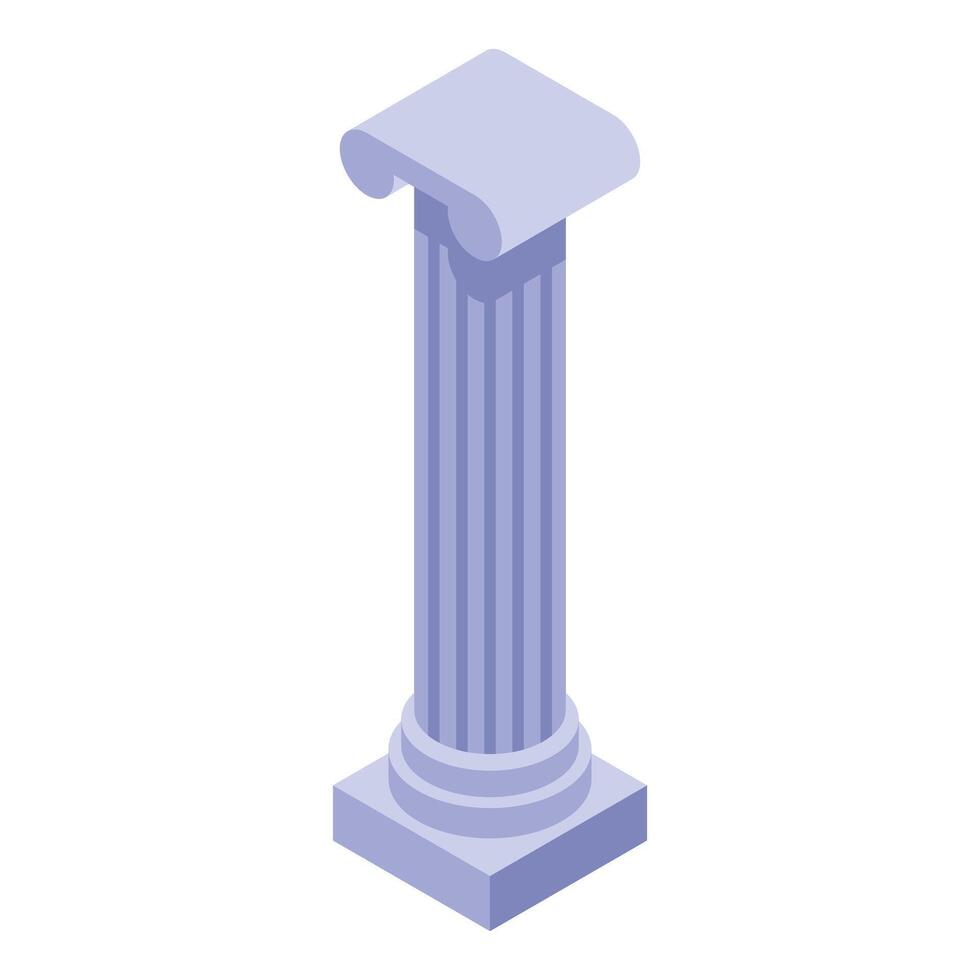 Antique column standing tall in isometric view vector