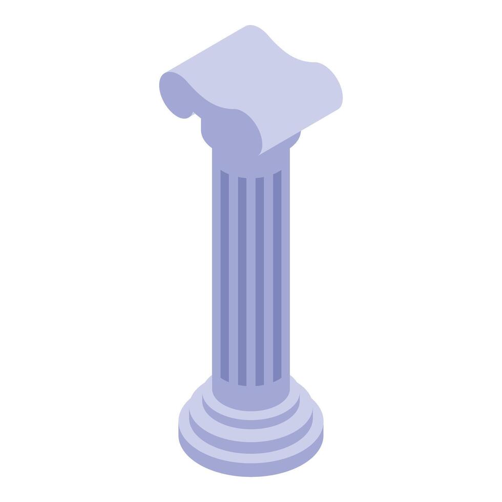 Ancient greek column standing tall in isometric view vector