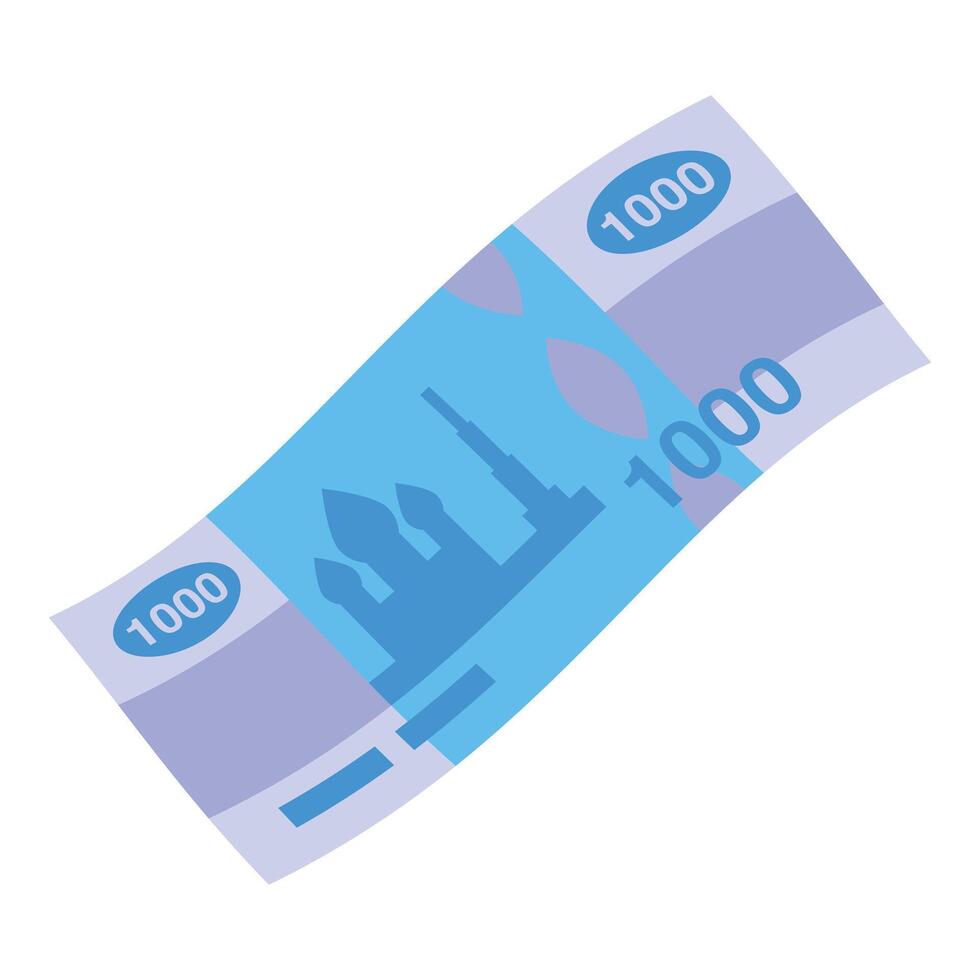 One thousand ruble banknote flying through the air vector