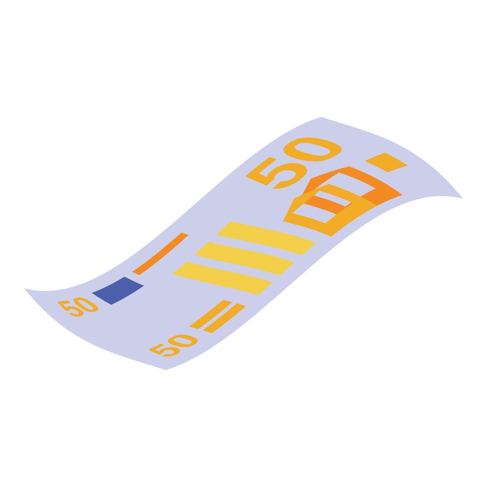Fifty euro banknote waving in the air representing finances vector