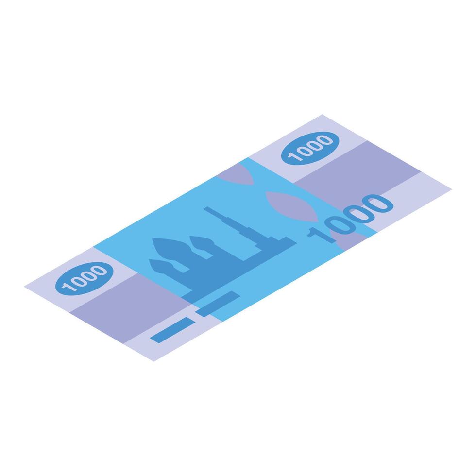 Blue banknote depicting mosque lying on white background vector
