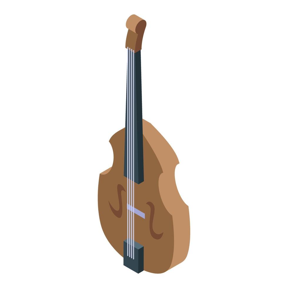 Wooden double bass standing upright in isometric view vector