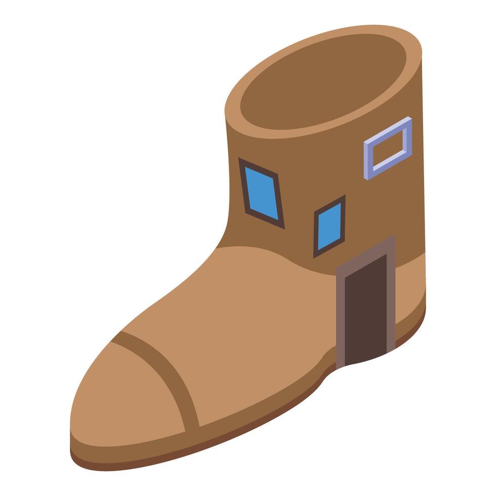 Old boot transformed into a cozy and whimsical tiny house vector