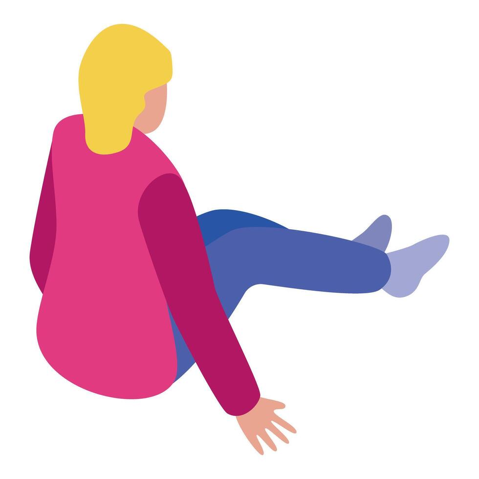 Young woman sitting on the floor is relaxing vector