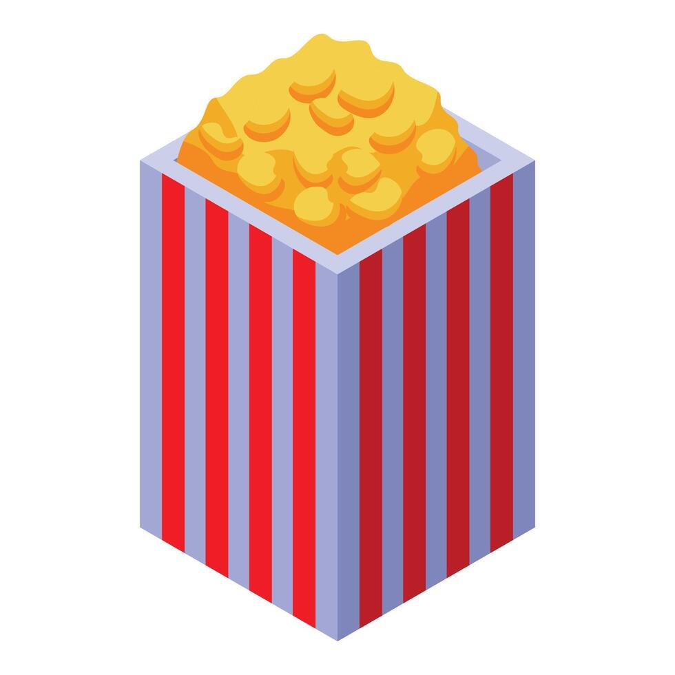 Full popcorn box isometric illustration vector