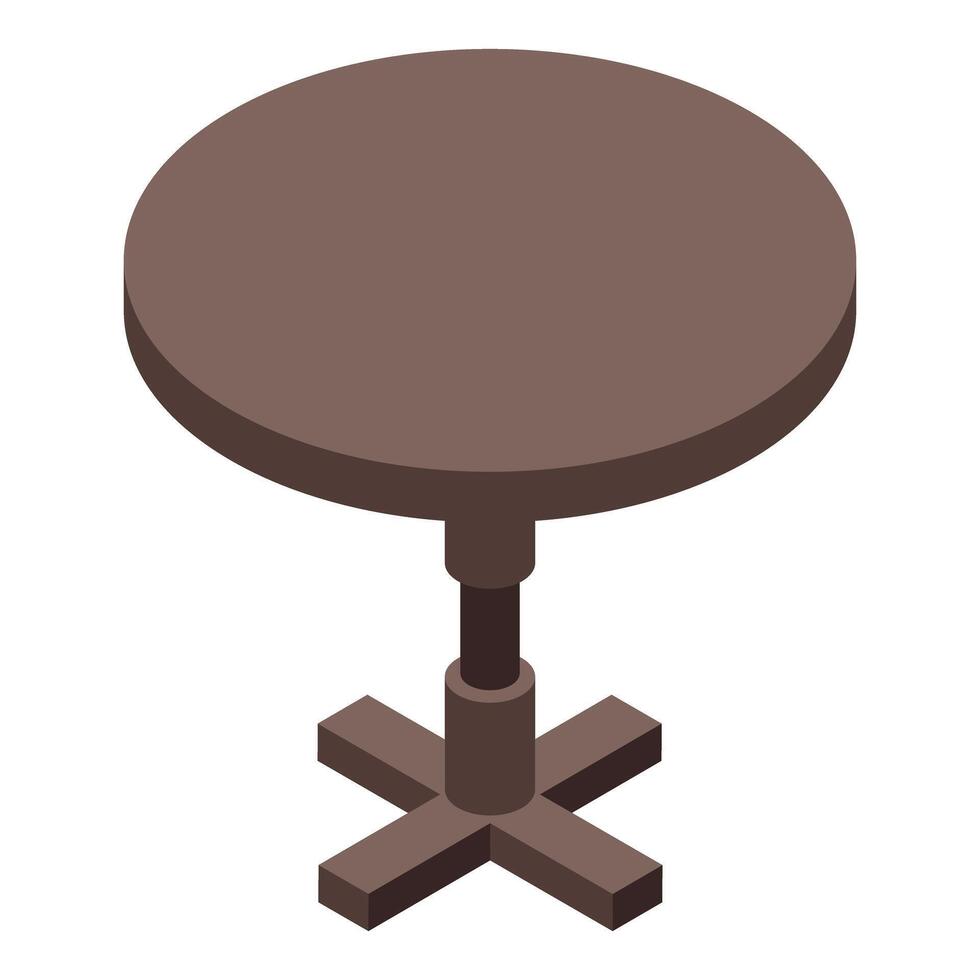 Round wooden table standing on one leg isometric illustration vector