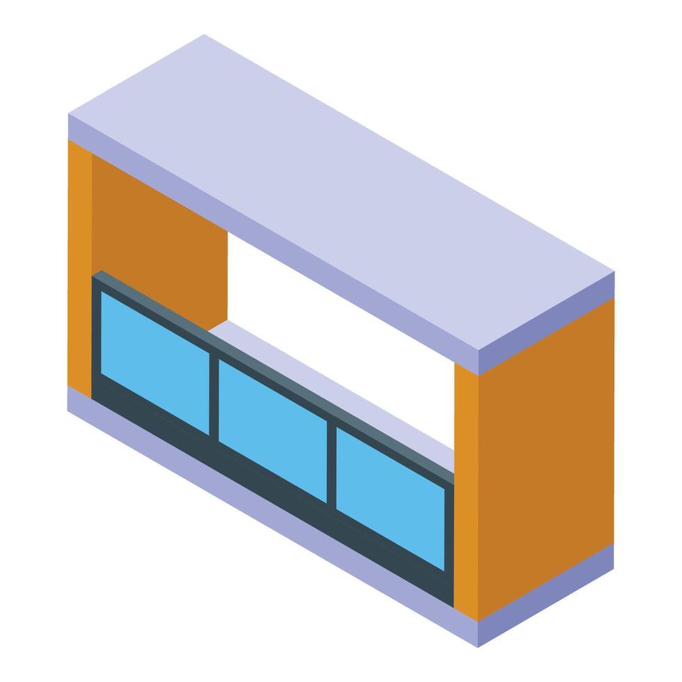 Modern balcony presenting minimalist design with glass railing in isometric view vector