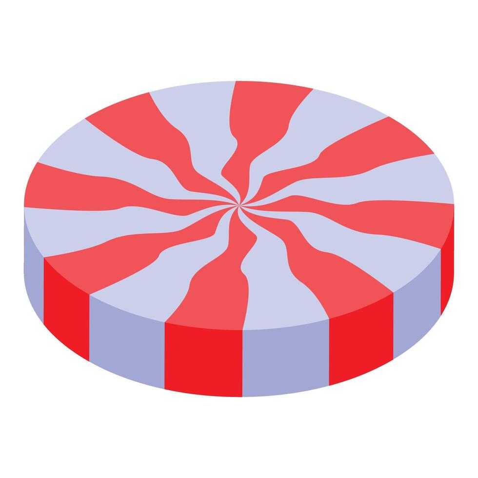 Round candy is showing swirl pattern with red stripes on it vector