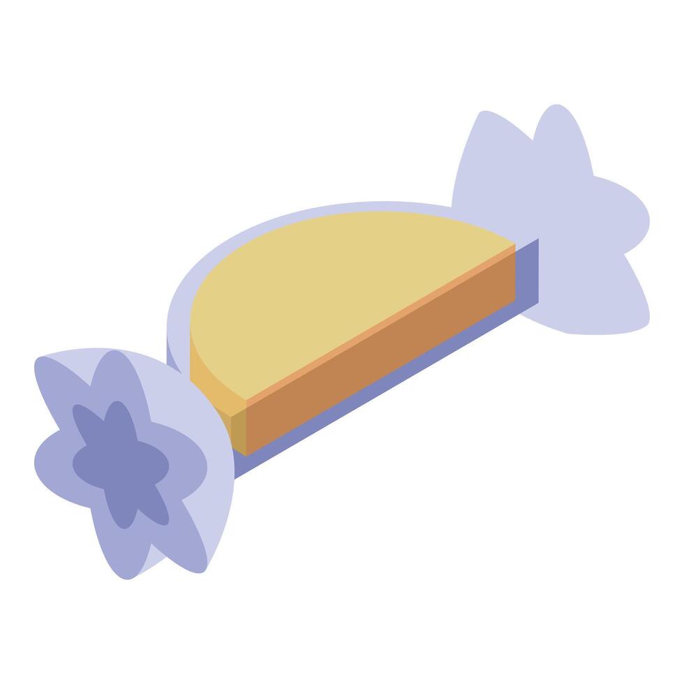 Caramel candy with blue wrapper wrapped up and ready for eating vector