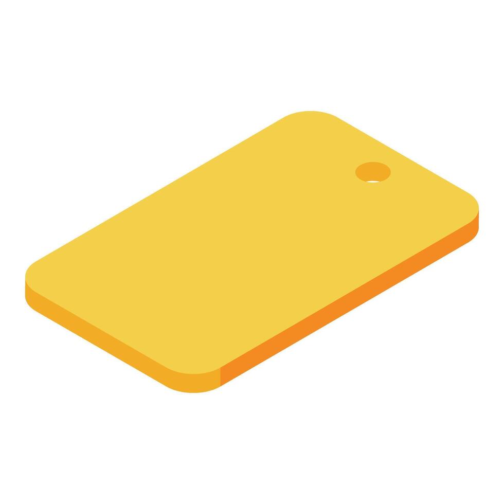 Yellow plastic kitchen cutting board lying isometric view vector