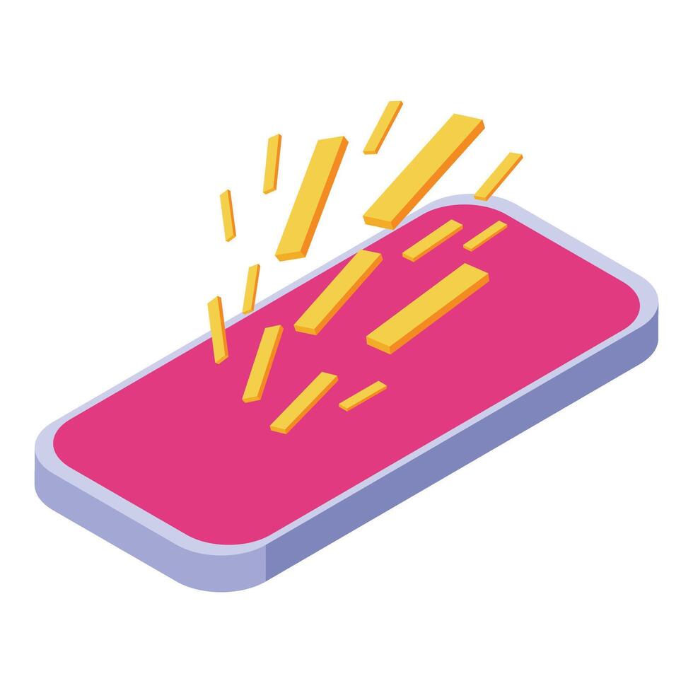 Smartphone showing augmented reality of falling geometric shapes vector