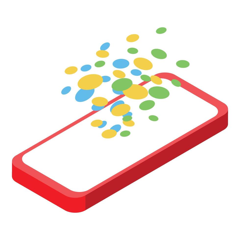 Smartphone emitting colorful bubbles representing data transfer vector