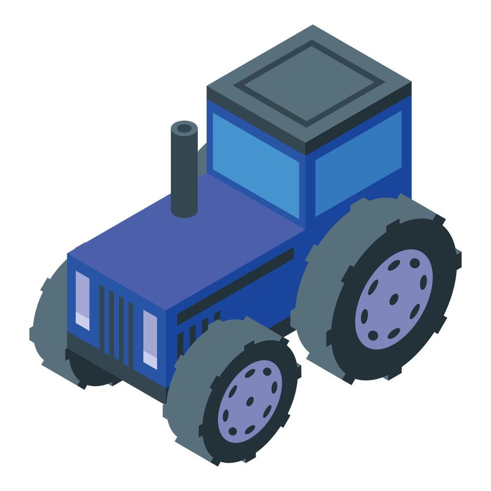 Blue tractor standing in isometric view vector